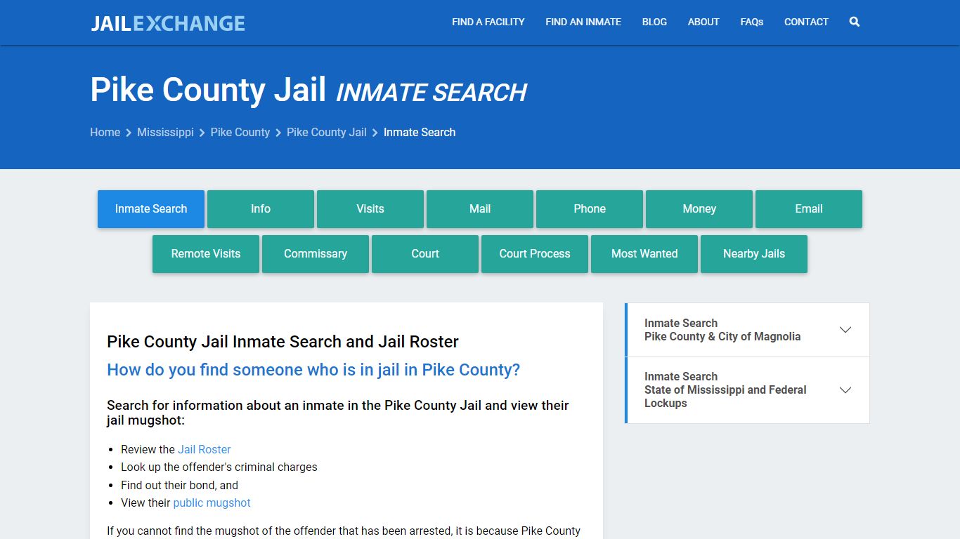 Inmate Search: Roster & Mugshots - Pike County Jail, MS
