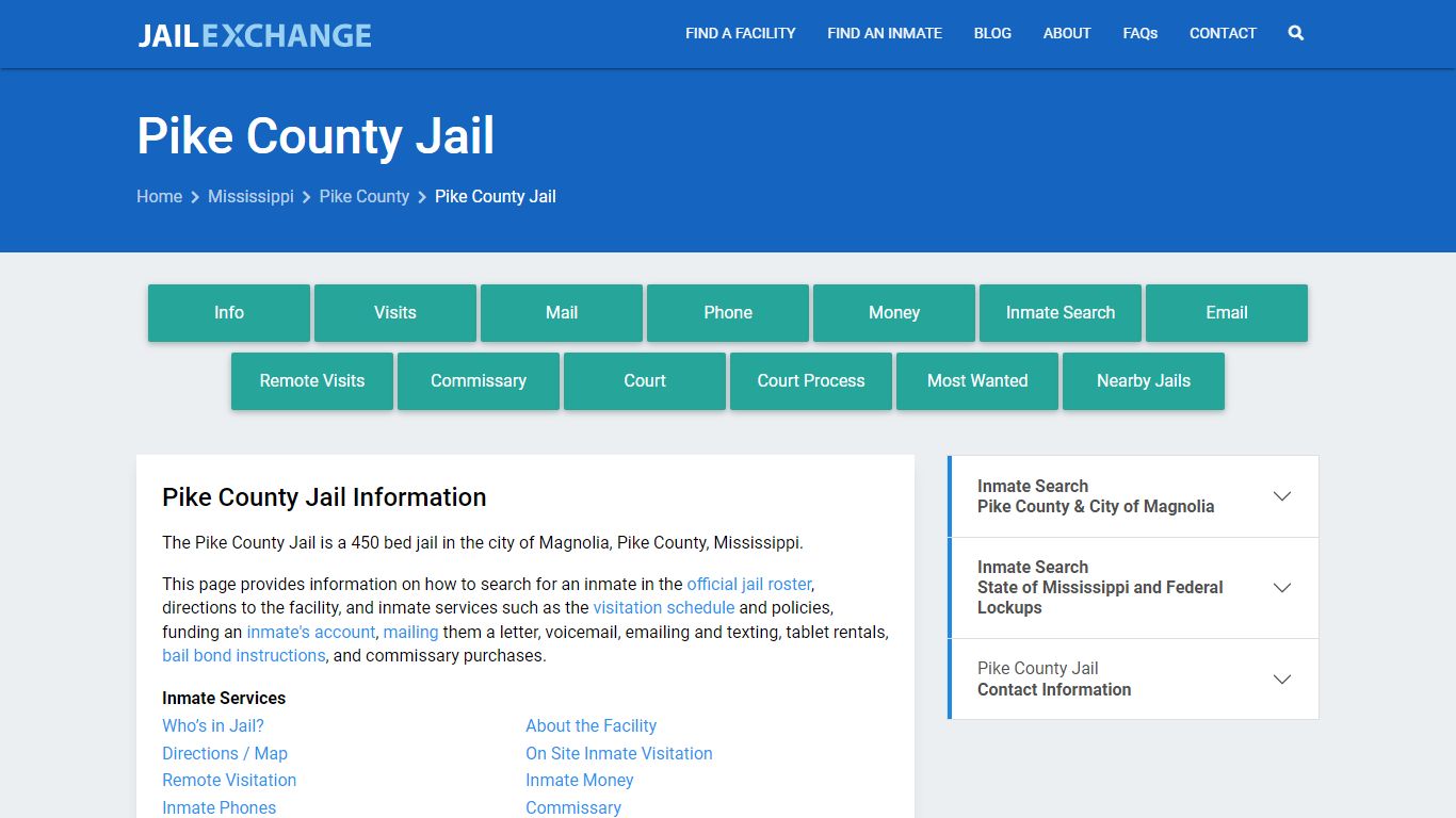 Pike County Jail, MS Inmate Search, Information - Jail Exchange