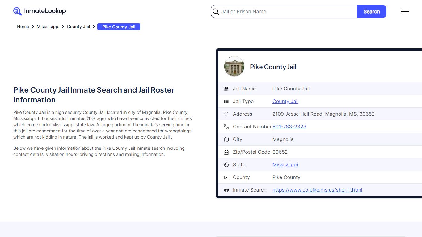 Pike County Jail Inmate Search - Magnolia Mississippi - Inmate Lookup